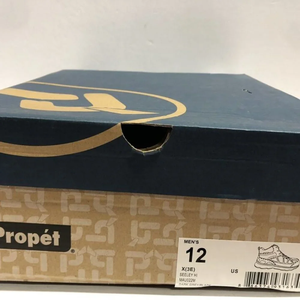 Propet Men’s Seely Hi Dark Grey/Black Boots Size 12 (3E)